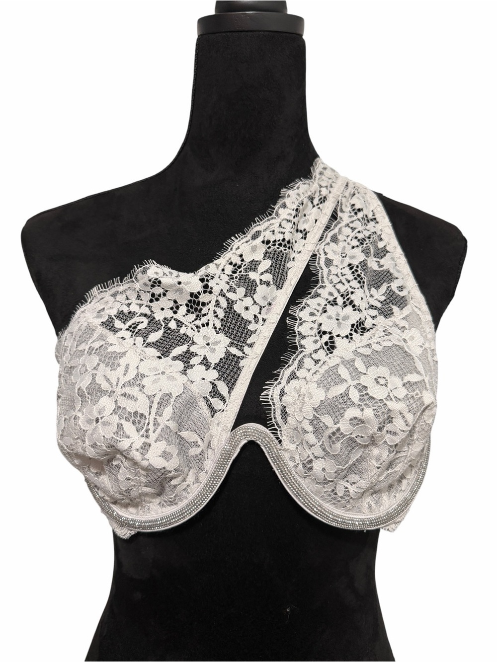 Victoria's Secret Twinkle Lace One-Shoulder Monowire Bra Grey